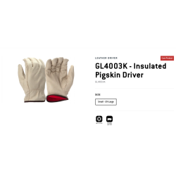 GUANTES LEATHER DRIVER piel de cerdo aislado, Pyramex